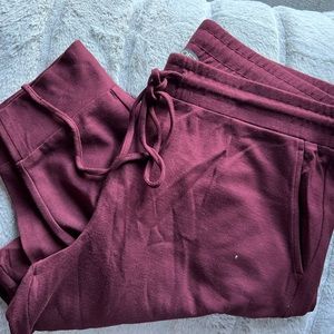 loft burgundy drawstring waist dress pants/joggers